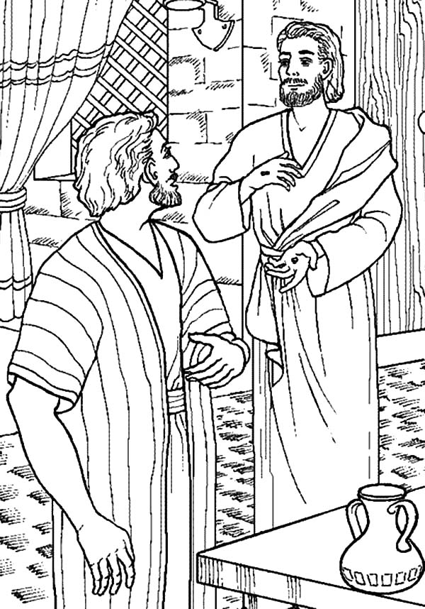 Doubting Thomas, : Jesus Come to Thomas Who Doubting Him Coloring Pages
