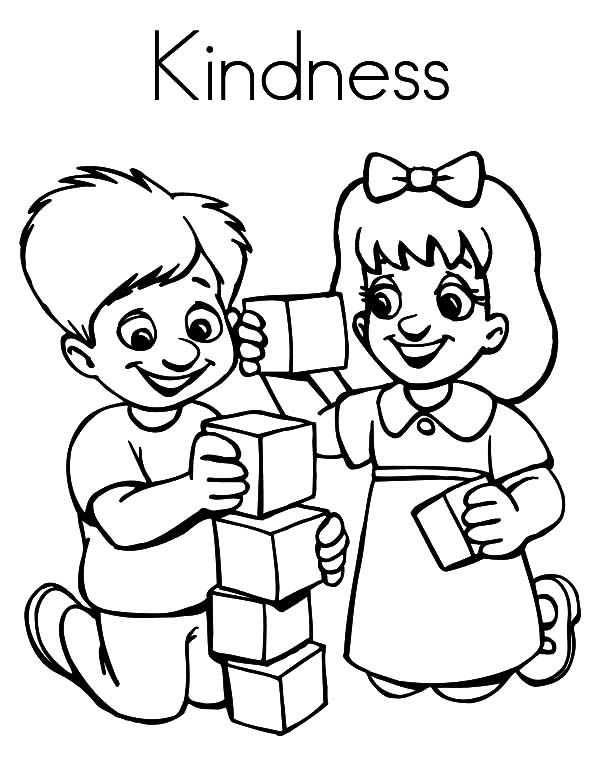 Kindness, : Kindness is Playing with Little Sister Coloring Pages