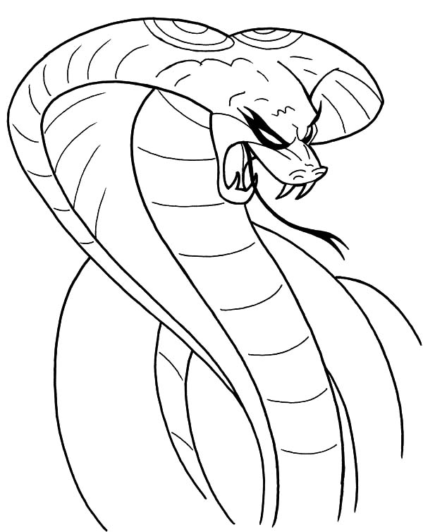 King Cobra, : King Cobra Sharp Fangs Coloring Pages