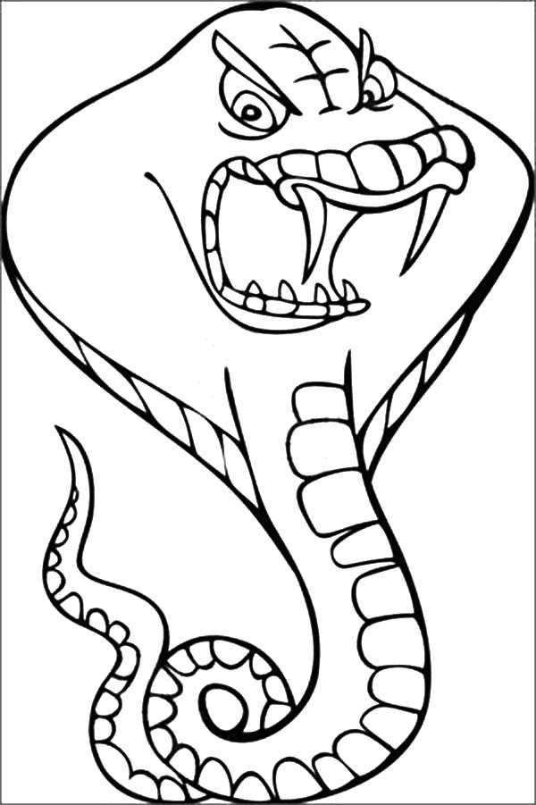 King Cobra, : King Cobra is Angry Coloring Pages