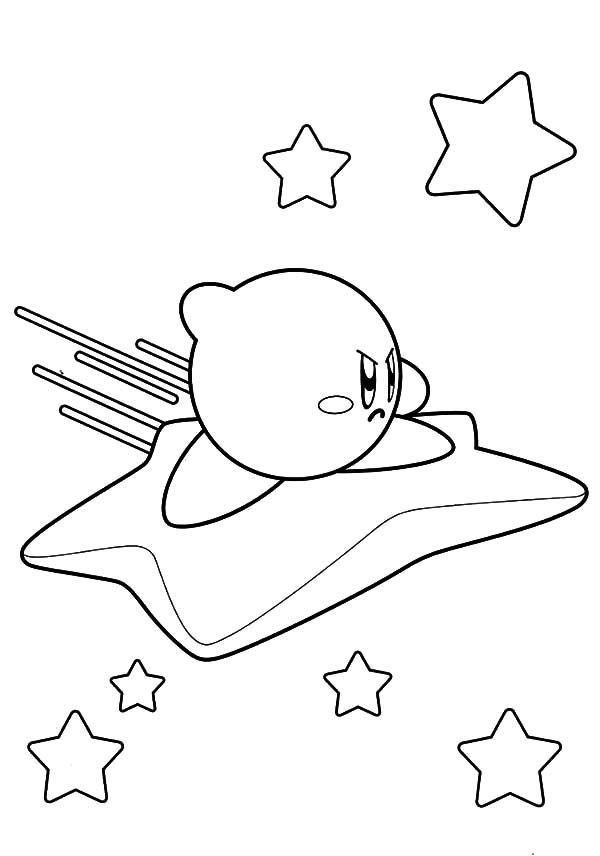 Kirby, : Kirby Riding Star Coloring Pages
