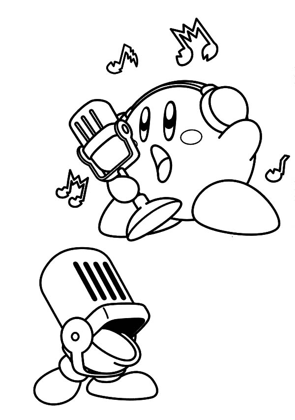 Kirby, : Kirby Singing Coloring Pages