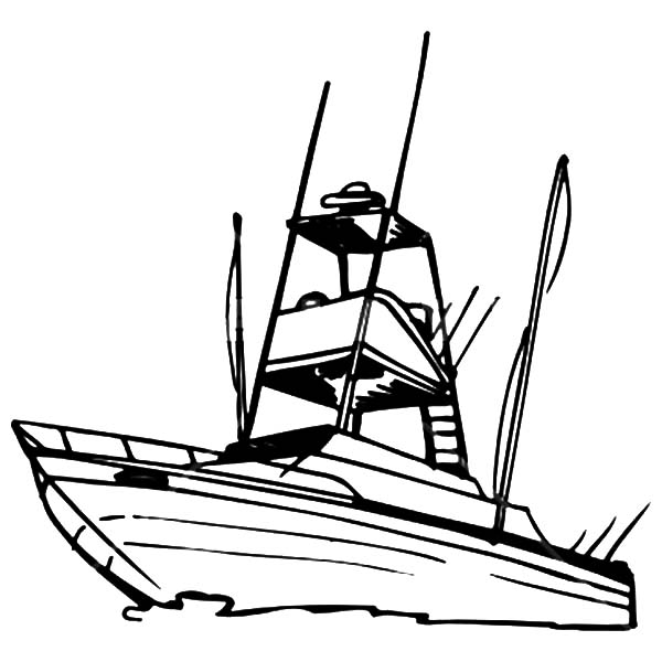 Fishing Boat, : Recreational Fishing Boat Coloring Pages