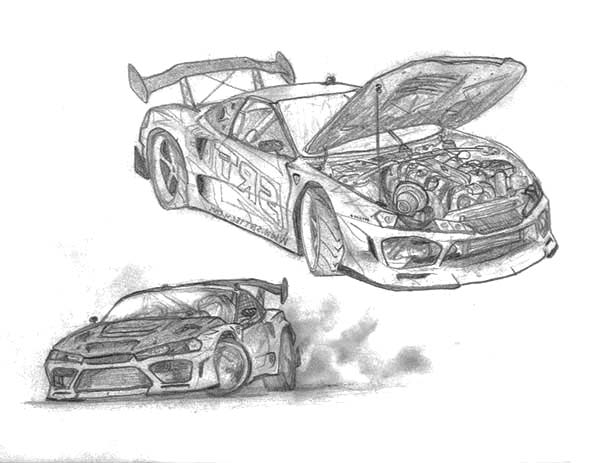 Drifting Cars, : Sketch of Drifting Cars Coloring Pages