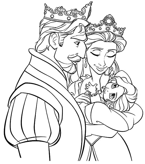 King, : Tangled King and Queen Watch Their Princess Coloring Pages
